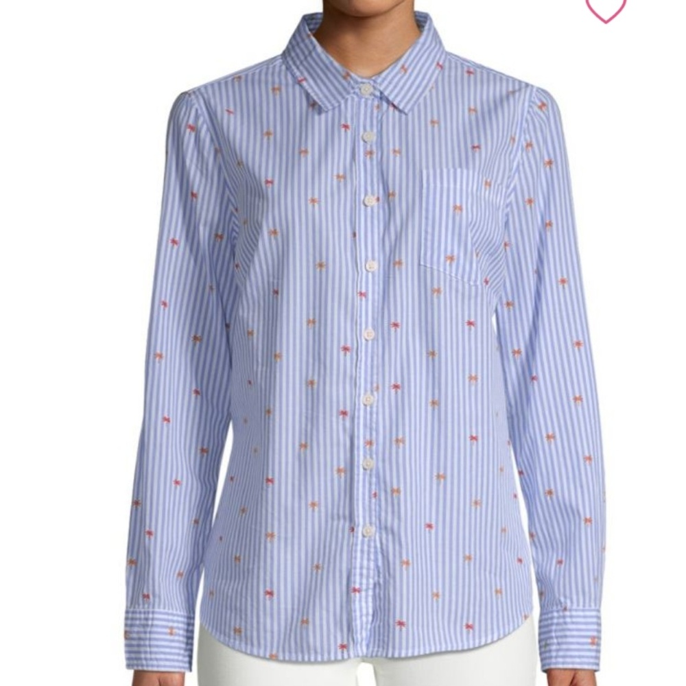 NWT Alexander Jordan Blue White Stripe Palm Shirt